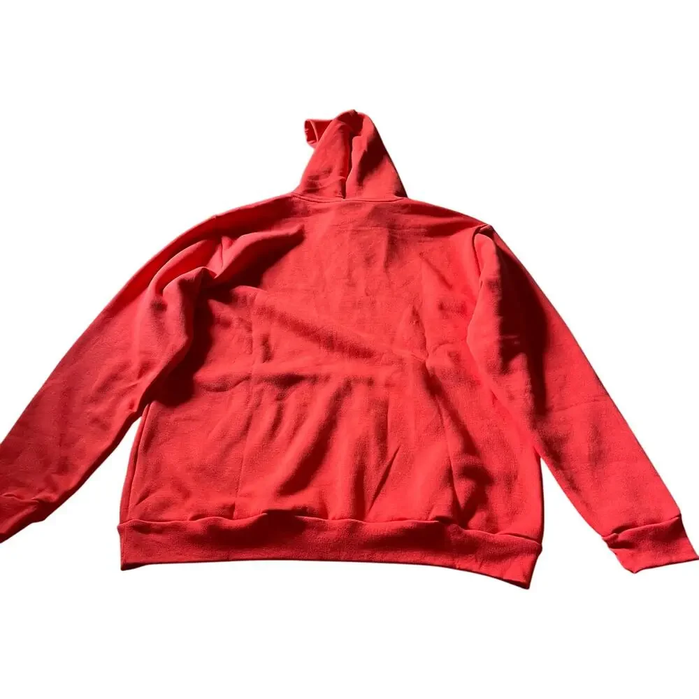 Adidas Mens L‎ Long Sleeve Hoodie Bright Red Fleece Sporty Athleisure